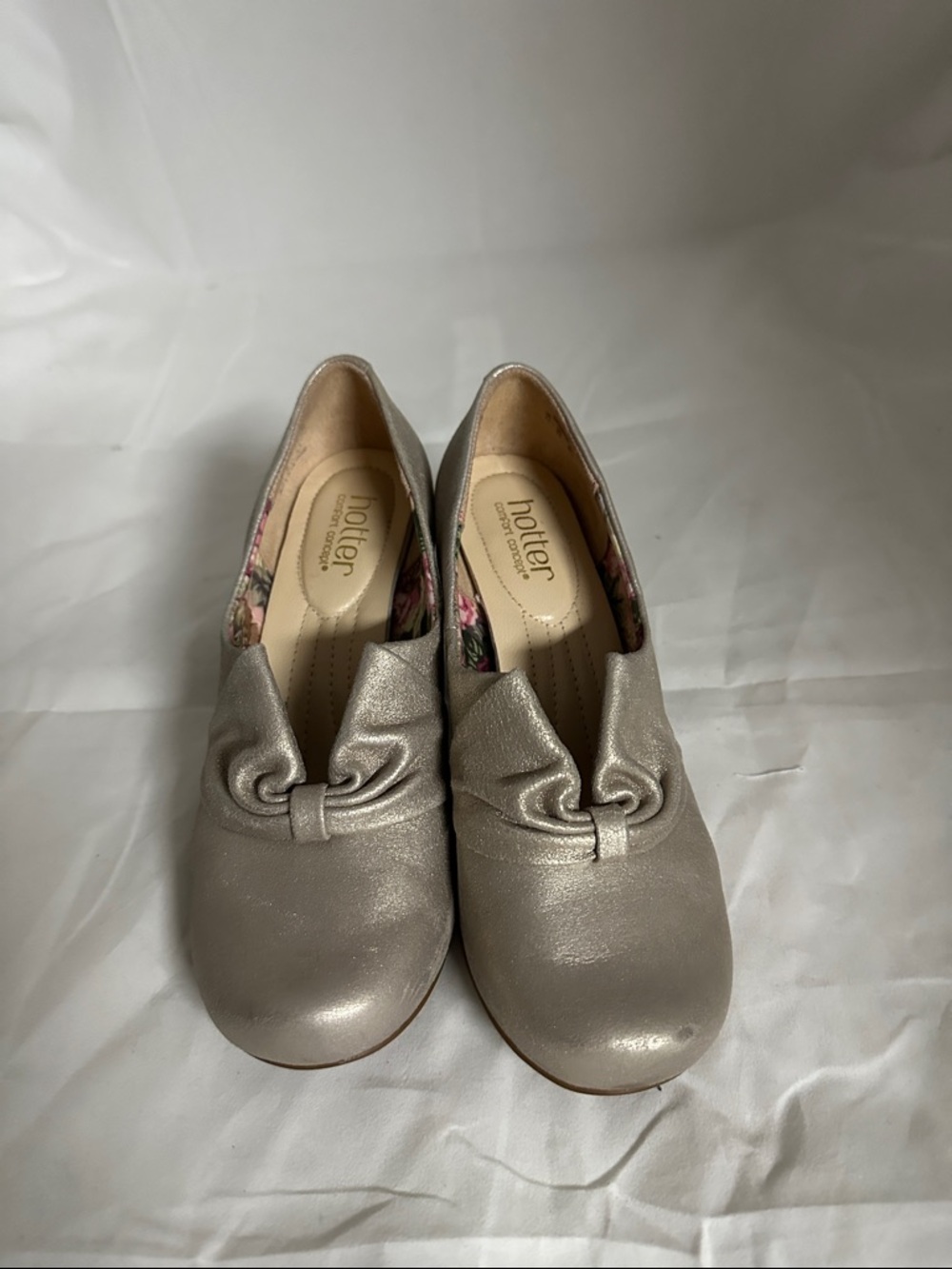 hotter Metallic Taupe Knot Detail Slip-On Loafers